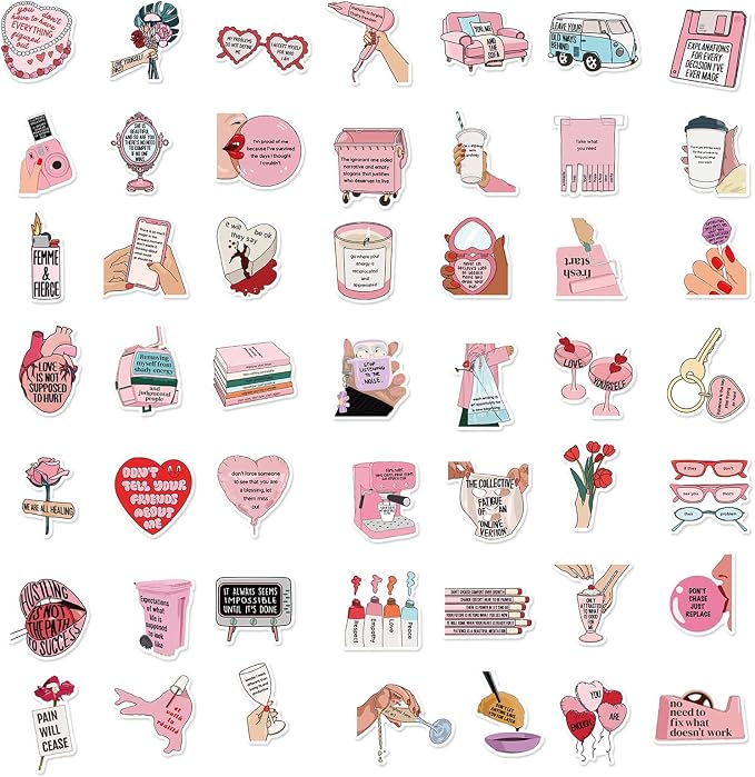 Self Love Stickers for Teens Adults Women, Icicrim 50PCS Love Yourself Stickers for Water Bottles Laptop Luggage Phone Vinyl Waterproof Cute Stickers for Girls
