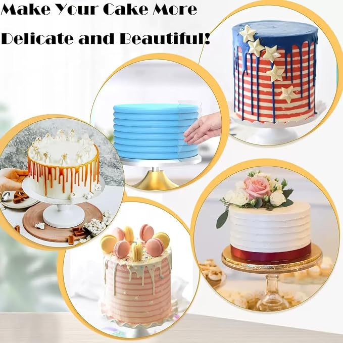 6 Pack Cake Scraper Smoother, Acrylic Double Edge Sided Patterned Cake Decorating Scraper Comb for Mousse Butter Cream Dessert Decor