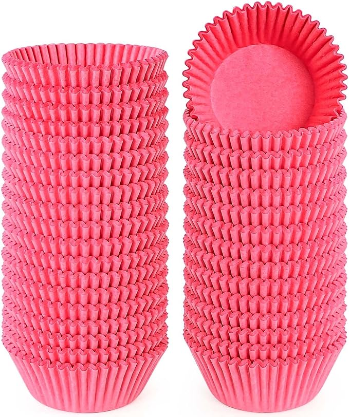 Caperci Standard Pink Cupcake Muffin Liners 500-Count, No Smell, Food Grade & Grease-Proof Paper Baking Cups (Pink)