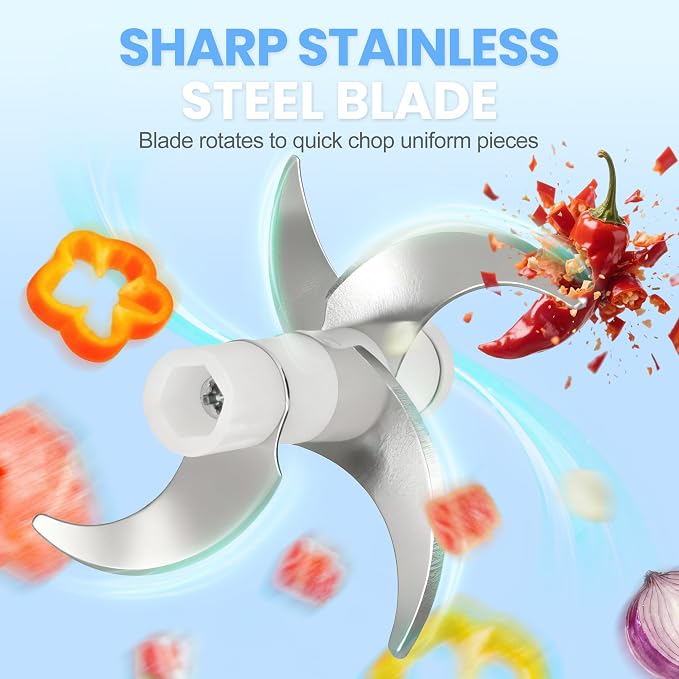 Electric Garlic Chopper 350ML, Mini USB Rechargeable Veggie Chopper, Cordless Garlic Mincer Onion Chopper Food Chopper for Ginger Chili Meat Sauce, Wireless Food Processor, White