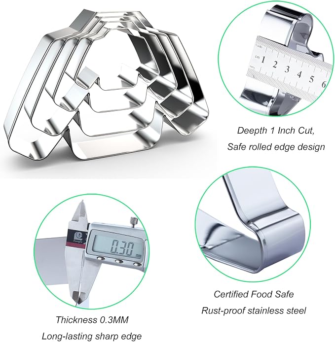 Ugly Sweater Cookie Cutter Set - 5 inch, 4 inch, 3 inch, 2 inch - 4 Piece - Winter Holiday Christmas Cookie Cutter Set - Stainelss Steel