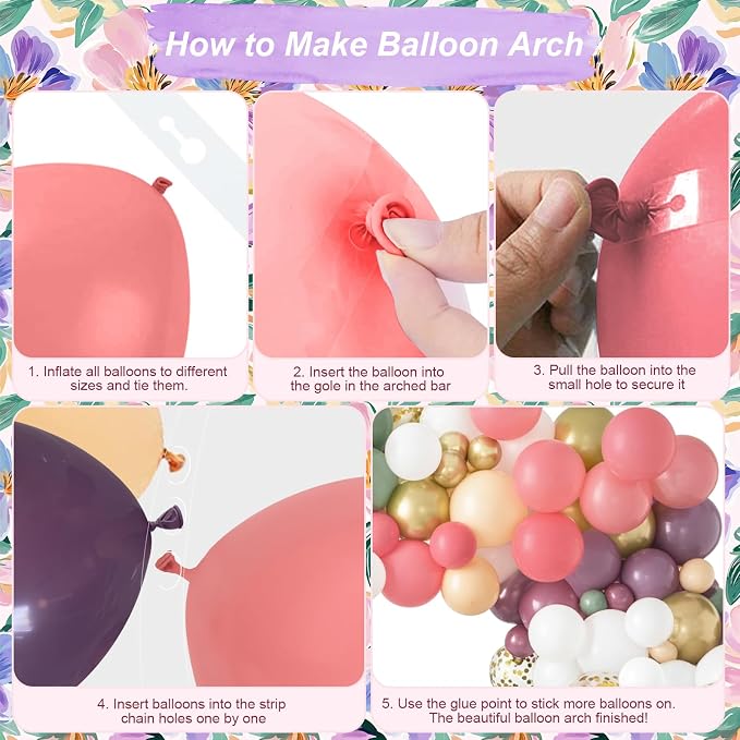 Dusty Green Purple Pink Balloon Arch Kit, Fairy Wildflower Balloon Garland Sage Green Blush Pink Lavender Purple Gold Balloons for Flower Floral Graduation Wonderland Baby Shower Birthday Party Decor