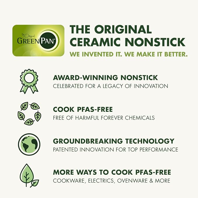GreenPan Premiere Ovenware Healthy Ceramic Nonstick 16.5" Pizza Pan, PFAS-Free, Warp-Free Bakeware, Durable Quick Heating Baking Tray, Oven & Broiler Safe to 600F, Dishwasher Safe, Gray