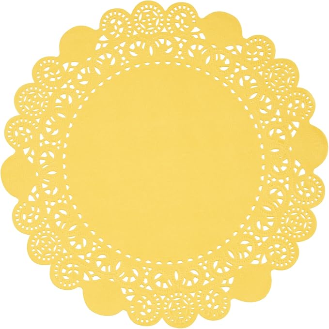 Pastry Tek 8 x 8 Inch Paper Lace Doilies, 4000 Disposable Table Doilies - Elegant Lace Finish, Long Lasting, Orange Paper Doily, for Pastries, Cupcakes, Desserts - Restaurantware
