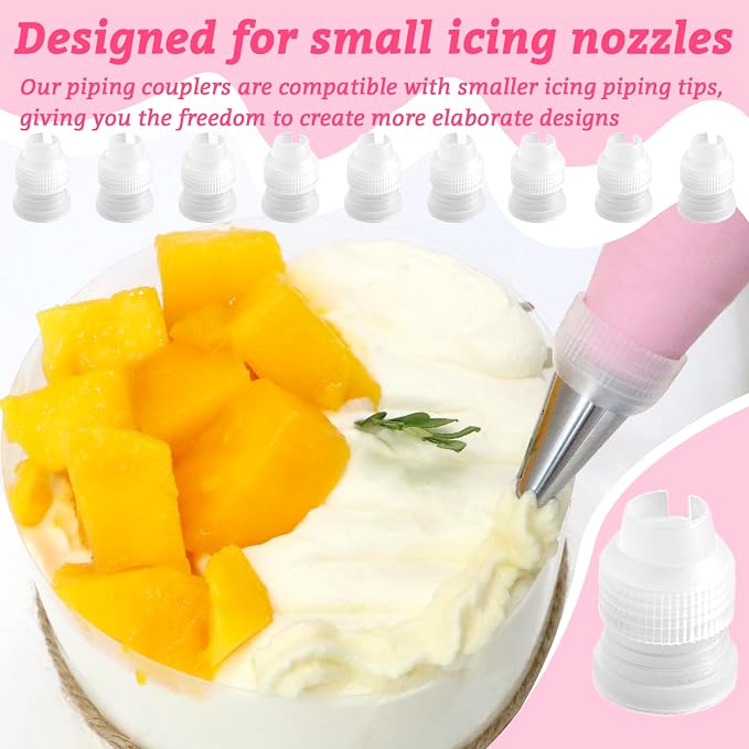 30 Pack Piping Bag Couplers for Icing Nozzles, Small Couplers for Piping Bags, Transparent