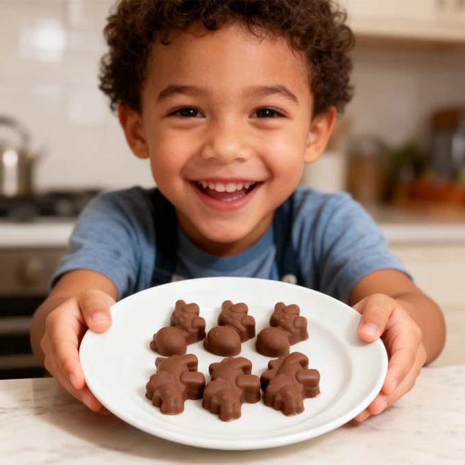 Chocolate Molds Silicone with Dinosaur Shaped, Mini Dinosaur Molds for Homemade Chocolate/Candy/Gummy/Fondant, Food Grade Candy Mold with 12 Cavities Dinosaurs for Fruit Snacks for Kids