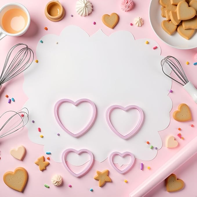 4 Pieces Heart Cookie Cutters Set Different Sizes Cookie Cutters Molds For Sandwiches Fondant Cakes Baking Gadgets Cookie Mold Dessert and Candy Sculpting Tools Decorating Tools