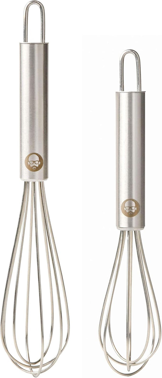Babish 2-Piece Tiny Whisk Set – 5” & 7” Stainless Steel Mini Whisks for Mixing, Beating & Frothing – Durable Kitchen Utensils for Cooking & Baking