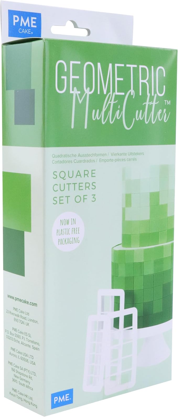 PME, Set Geometric Multicutters for Cake Design-Square-Small, Medium & Large Size, Set of 3, Standard, White