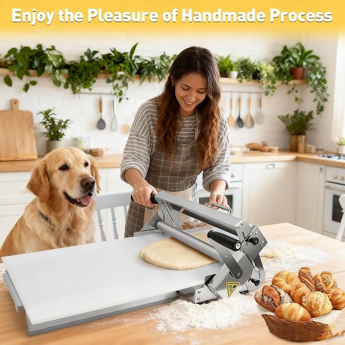 40.9''x15.5" Folding Dough Sheeter,Manual Stainless Steel Dough Machine,dough sheeter machine for home,(ith Sheeter Board) Thickness Adjustable，Suitable for home and commercial use