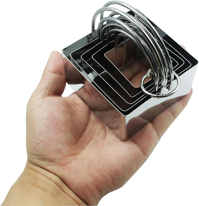 Square Biscuit Cutters with Handle,5 PCS Set Stainless Steel Square Cookie Cutter Molds for Baking Pastries Doughs Doughnuts