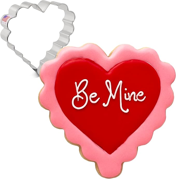 Ann Clark Scalloped Heart Valentine Cookie Cutter, 4" Made in USA | A Perfectly Large Size and Shape from America's Largest Cookie Cutter Maker, Food-Safe American Steel