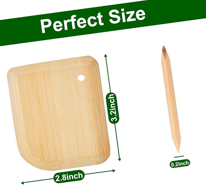 Bamboo Pan Scraper, Pot Scraper, Food Scraper, Kitchen Scraper Tools for Cast Iron Skillets, Cookware, Dishes, Pans and Pots (4 Pcs)