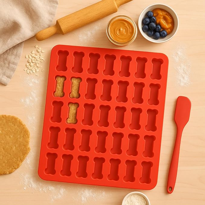 Mrs. Anderson's Baking Silicone Dog Biscuit Pan, 35 Cup, European-Grade Silicone Bakeware, For Bone-Shaped Dog Treats
