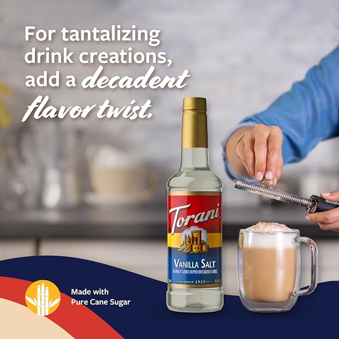 Torani Coffee Syrup, Vanilla Salt Flavoring for Drinks, Pump Included, 25.4 Fl Oz