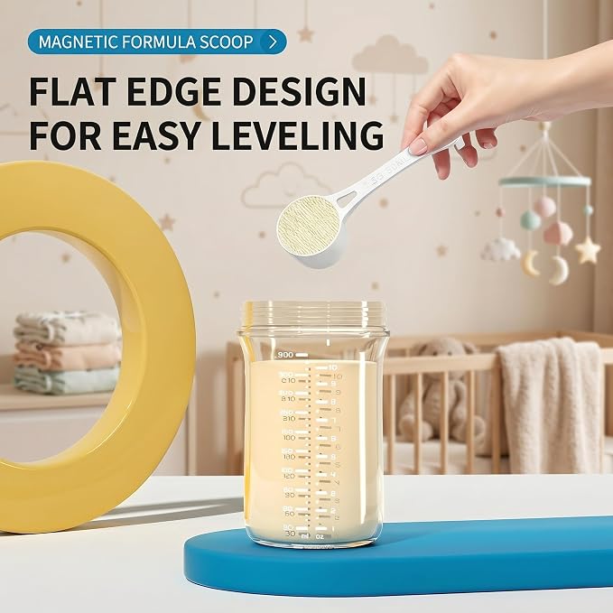Magnetic Formula Scoops - 2Pcs, 30ml and 50ml Dual Size Measuring Spoons with Storage Case, Half Scoop for Formula and Protein Powder