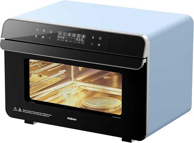 ROBAM Toaster Air Fryer Combi Oven, Countertop Steam Oven 14-in-1 with Convection Steam Roast & Bake, Multi-Stage Cooking, Self-Clean, 7 Modes, 30 Built-In Recipes, for Kitchen Pizza Baking (Blue)