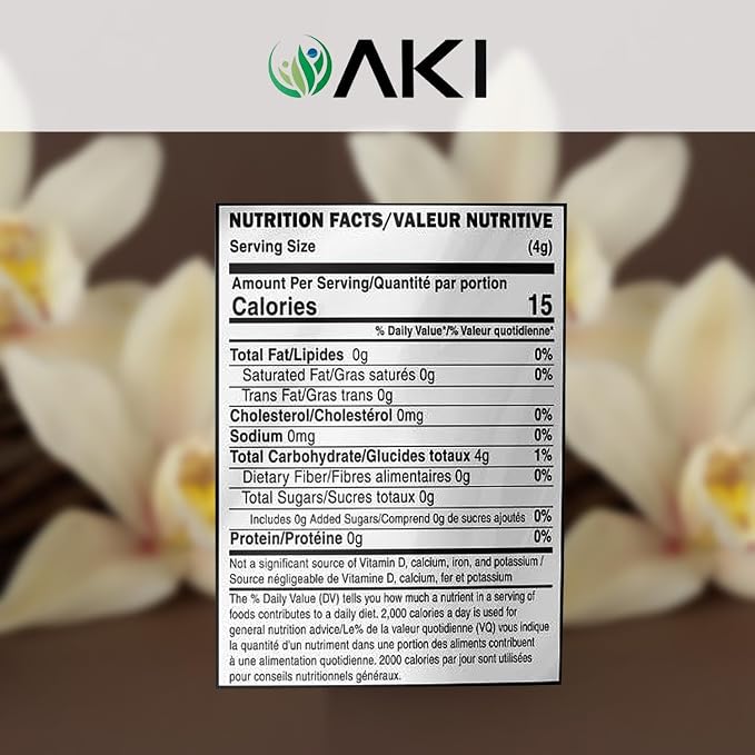 AKI Vanilla Extract Powder from Authentic Beans for Delicious Flavoring, Cooking, Baking, Drinks, Tea, Coffee, Smoothies, Cocktails - Sugar-Free & Alcohol-Free (10.58OZ/300g)