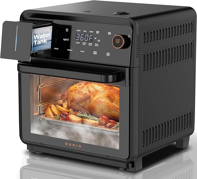 OUNIN Air Fryer Toaster Oven Combo, 11-in-1 Countertop Steam Oven with Self-Cleaning, Dual Cook, Bake, Roast, Dehydrate, 90-430°F, 16QT Capacity