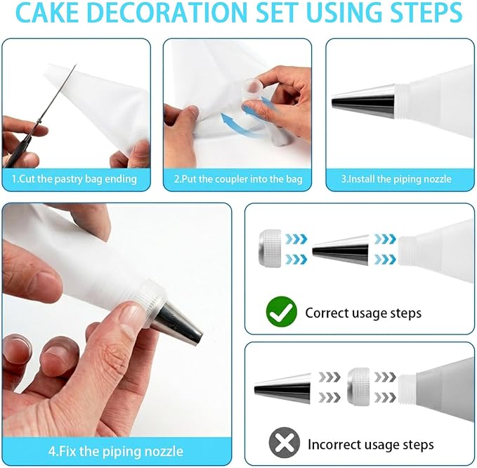 17 Piece Piping Bags and Tips Set, 2 Pack 16 Inch Reusable Cotton Pastry Bags with 7 Medium Icing Tips, 3 Scrapers, Couplers, Ties and Brush for Cakes, Cupcakes and Cookies