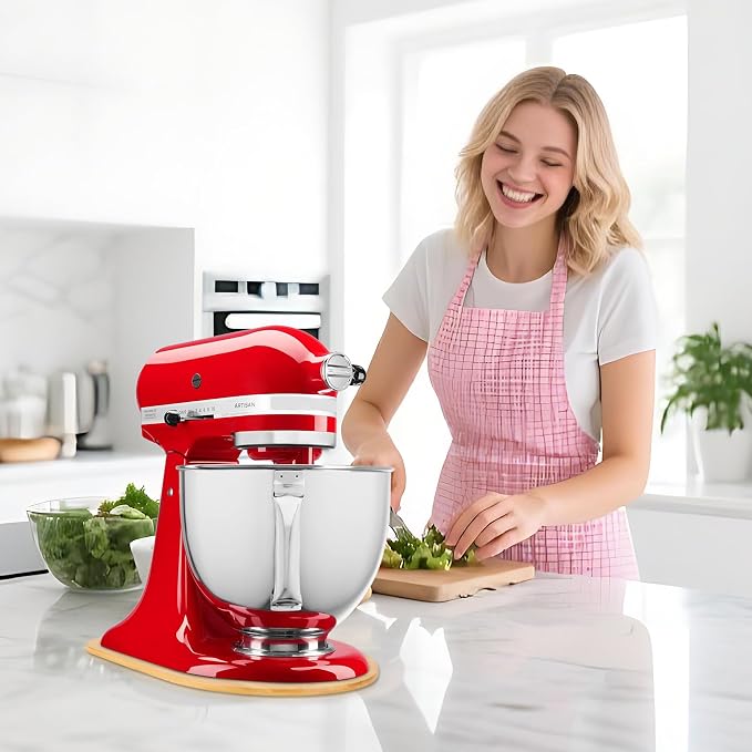 Mixer Slider for Kitchen Aid 4.5-5 Qt Tilt Head Stand Mixer, Bamboo Appliance Sliding Mat for Kitchenaid Artisan 4.5-5 Qt, Kitchen Countertop Accessories Moving Tray Attachments, With Foot Slots