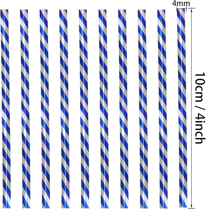 Mini Skater 4" Metallic Twist Ties Foil Bread Ties for Packaging Bakery Candy Goodies Cookies Gift Cellophane Treat Bags Christmas Wedding Party Favor Supplies,500Pcs (Blue Stripe)