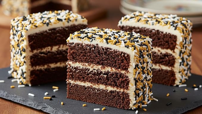 NCS Black, White & Gold Jimmies Edible Sprinkles – Cupcake, Cake & Cookie Decorations, 7 oz