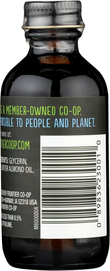 Frontier Co-op Organic Almond Extract, 2 Ounce Glass Jar, Warm Sugar-free Vegan Flavor for Desserts, Coffee and Smoothies