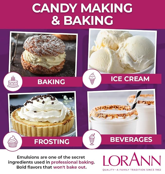LorAnn Oils Cream Cheese Bakery Emulsion: True Essence, Ideal for Boosting Fruit Tones in Cakes, Cookies & Desserts, Gluten-Free, Keto-Friendly, Extract Substitute Essential for Your Kitchen, 16 Oz