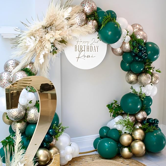 Voircoloria 90pack Dark Green Balloons Different Size 18/12/10/5 Inch Green Balloon Garland Arch Kit for Birthday, Graduation, St. Patrick's Day, Christmas, Baby Shower, Dinosaur Party Decorations