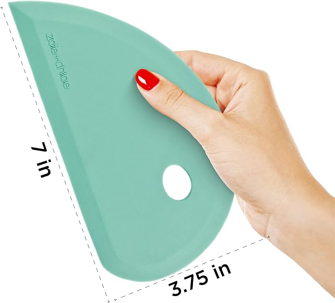Zoie + Chloe Multipurpose Silicone Bowl Scraper - Dough Scraper for Cleaning Mixing Bowls, Baking Pan - Silicone Scraper Spatula For Painting, Smoothing, Frosting, Cake Decorating - Purple, 7x3.75"