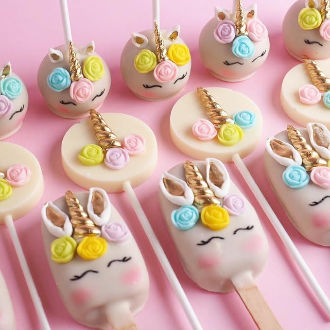 Unicorn Fondant Molds Rose Flowers Silicone Mould for Cake Decoration Chocolate Unicorn Horn Design Cupcake Toppers Clay, Set of 4