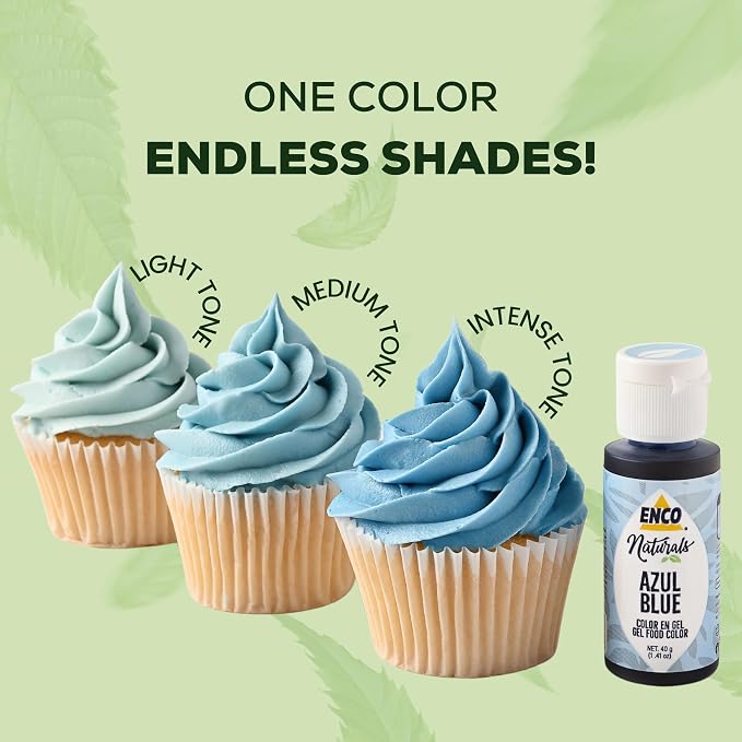 ENCO Natural Food Coloring Gel Blue (1.41 oz) – No Artificial Dyes, Vibrant Colors for Icing, Buttercream & Fondant– Kosher & Vegan Colors – Baking & Cake Decorating