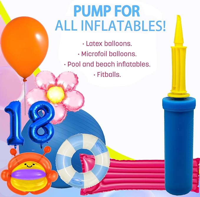 Balloon Pump Hand,Balloon Hand Pump Two-Way Dual Action,Air Pump for Balloons for Birthday Party Decorations, Portable Hand Pump for Balloons. (Pack of 1)