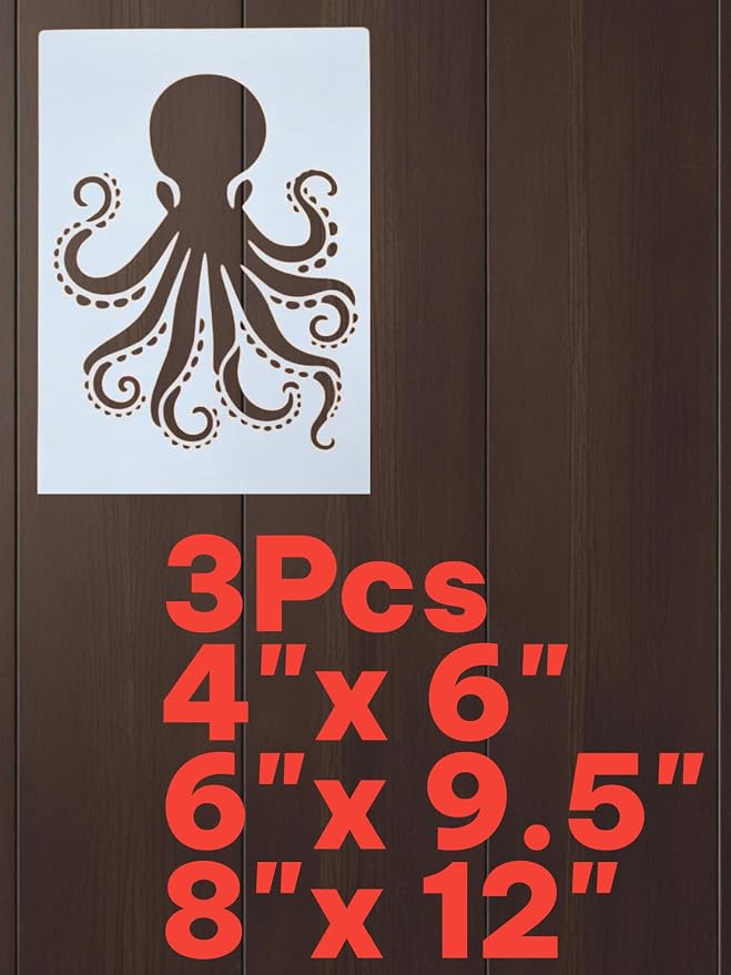 Octopus Stencil Template – Ocean Sea Life Painting Drawing Craft Art Stencil for Walls Wood Fabric Paper DIY Projects