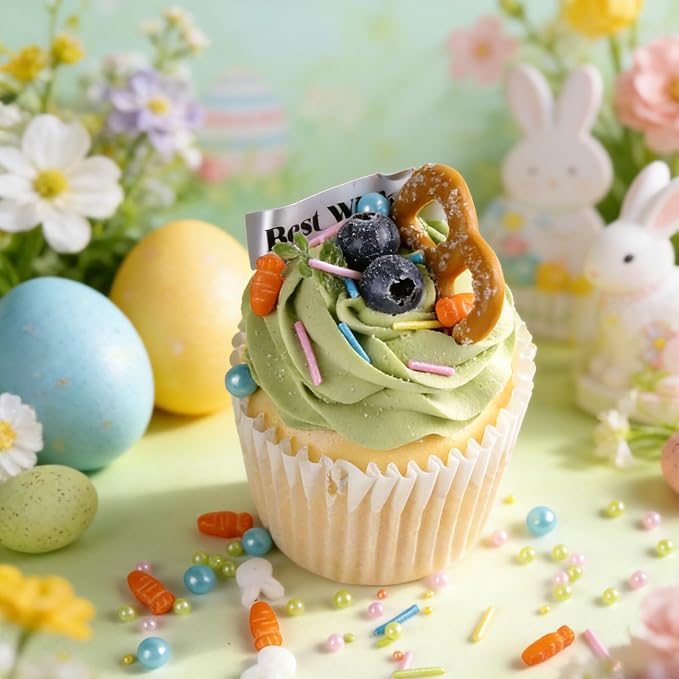 Easter Sprinkles for Cake Decorating, Pastel Bunny Carrot and Pearl Sprinkles Mix for Cookies, Cupcake, Ice Cream, Cake Decorating