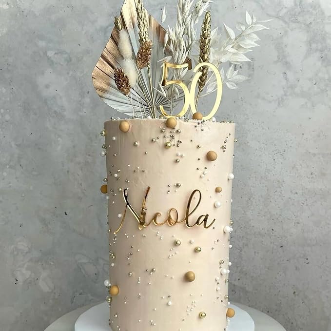 Acrylic Fifty Cake Topper,50th Birthday Cake Toppers,50th Anniversary Party Decorations Supplies,Cheers to 50 Years Birthday Party Decorations