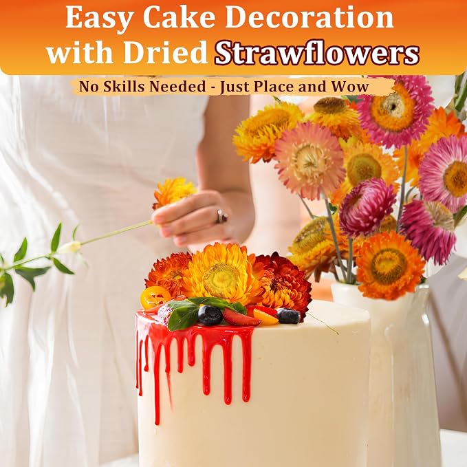 100+ Edible Dried Flowers for Cake Decoration – Food Grade Mixed Colorful Chrysanthemum Flowers for Baking, Cocktails, Cupcakes, Drinks, DIY Crafts
