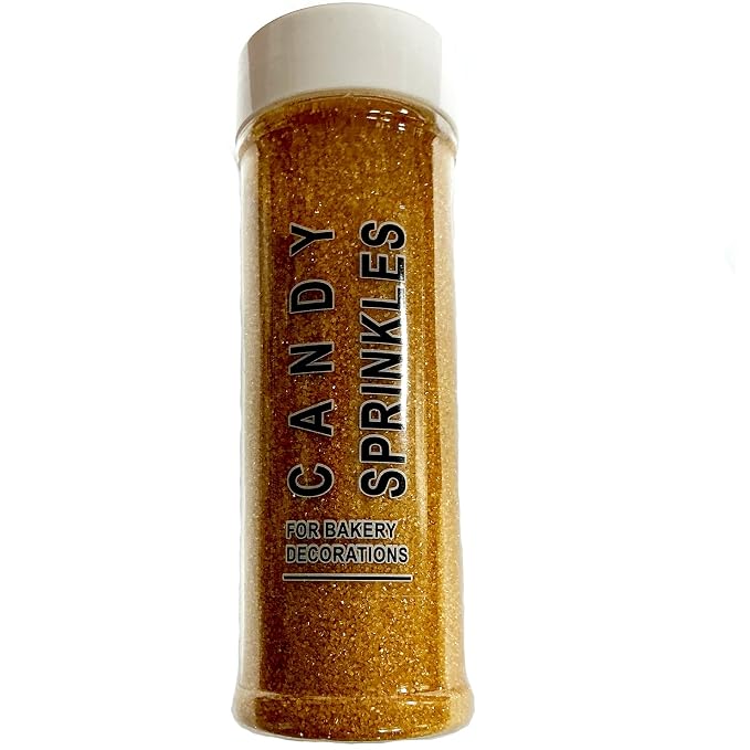 Edible Gold Sanding Sugar Sprinkles 142g/ 5.01oz Sugar Crystals for Cake Decorating Candy Baking Decorations Ice Cream Toppings and Cupcake Decorating for Valentines Halloween Christmas