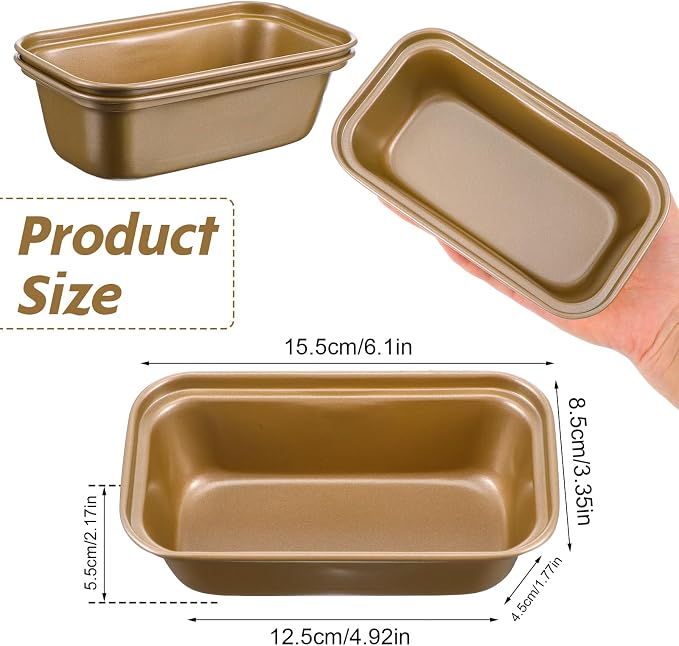 12Pcs Mini Loaf Pans for Baking Bread - 6.1 x 3.3 x 2.1 Inch Nonstick Carbon Steel Bread Pan -Rectangle Baking Pan for Home Oven Bakings Homemade Cake Sourdough and Meatloaf