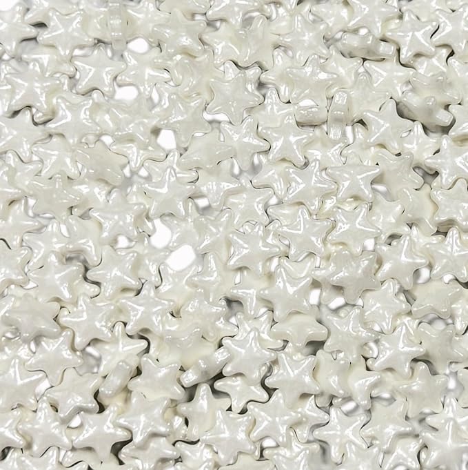 Sentovac White Stars Sprinkles for Cake Decorating, Round Sprinkle for Cupcakes, Ice Cream, Donut, Cookies, Chocolate 3.53OZ