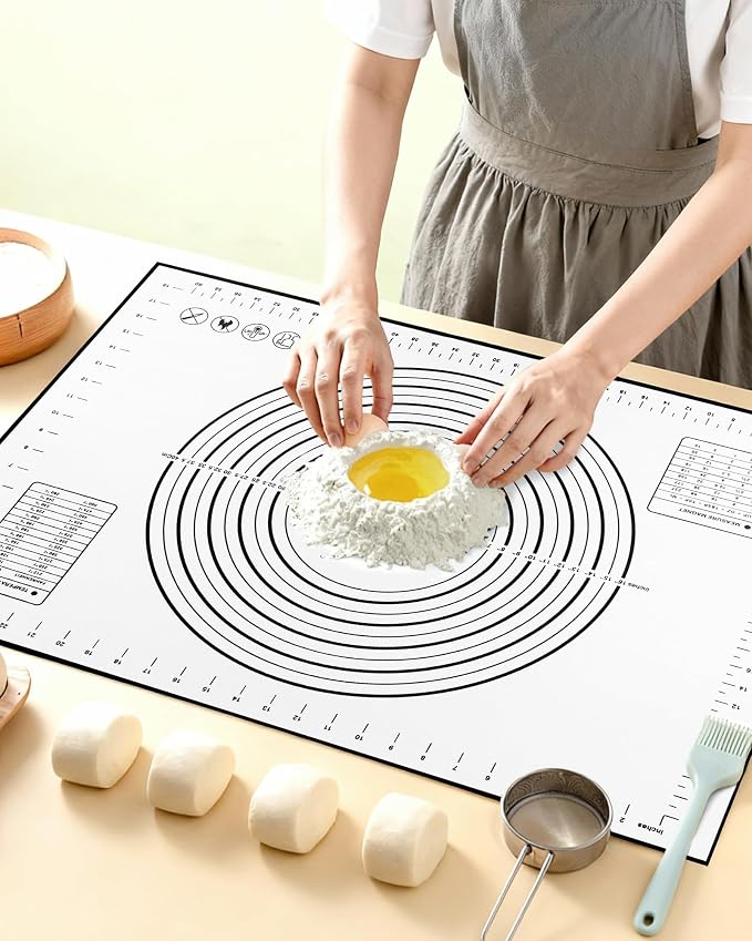 Silicone Pastry Mat with Measurements, 28" x 20" Extra Large Silicone Baking Mat, Non-slip Pastry Rolling Sourdough Baking Mat, Bread Rolling Dough Mats Sheet for Fondant,Pizza,Pie,Cookies
