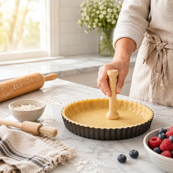 Mrs. Anderson’s Baking Dual-Sided Pastry Dough Tart Tamper, Hardwood, 6-Inches