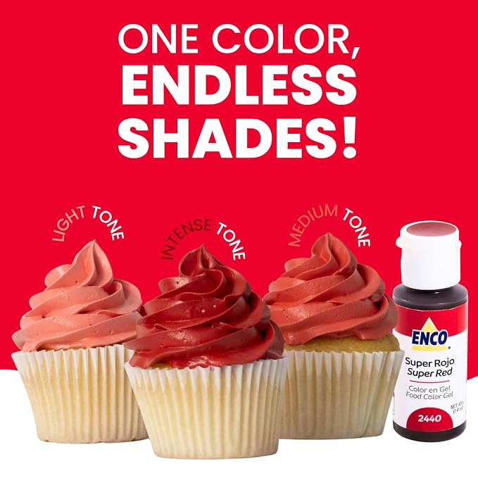 ENCO Food Coloring Gel Super Red 1.41 oz (40g) Concentrated, Vegan