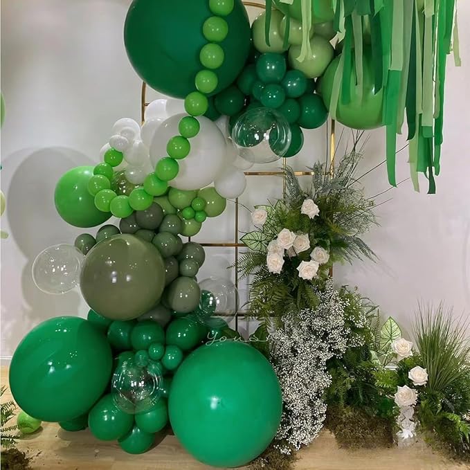 Green Black White Metallic Gold Balloons Garland Arch Kit, 146 Pcs Lime Dark Green Matte Black Confetti Gold Balloons for Graduation Football Soccer Army Birthday Party Decorations