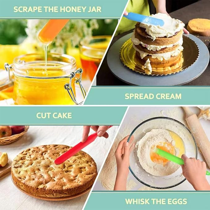 6 Pcs Silicone Jar Spatula,9.44Inch Jam Spreader for Peanut Butter,Heat-Resistant Food-Grade Jar Blender,Kitchen Spatula for Scraping Icing Bread Cream, Jam (Six colors)