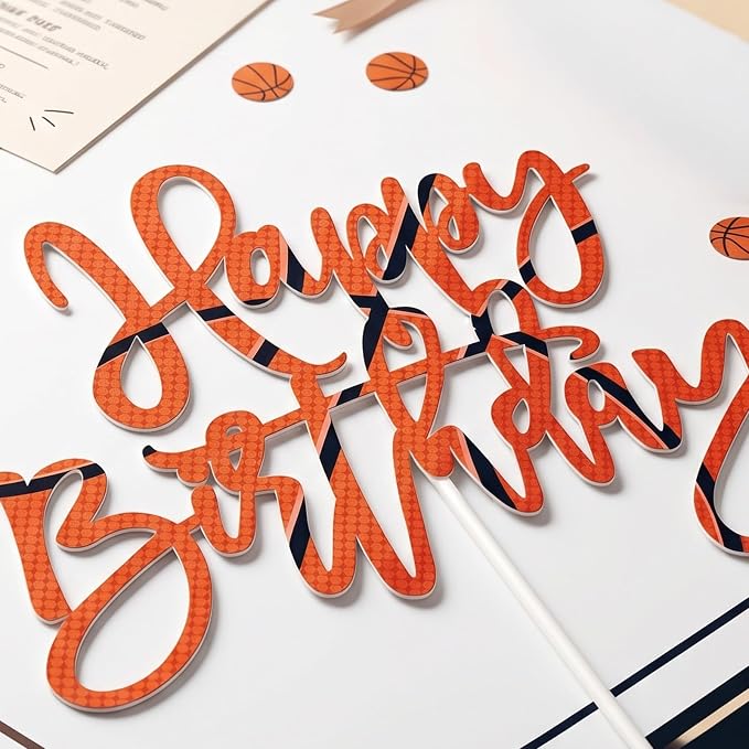 Happy Birthday Cake Toppers, Basketball Cake Decorations for Boys Girls Men Women Birthday Anniversary Party Decor Supplies