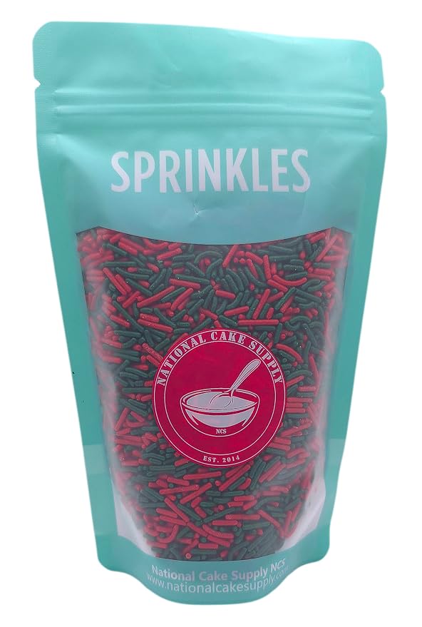 NCS Red & Green Jimmies Edible Sprinkles – Cupcake, Cake & Cookie Decorations, 7 oz