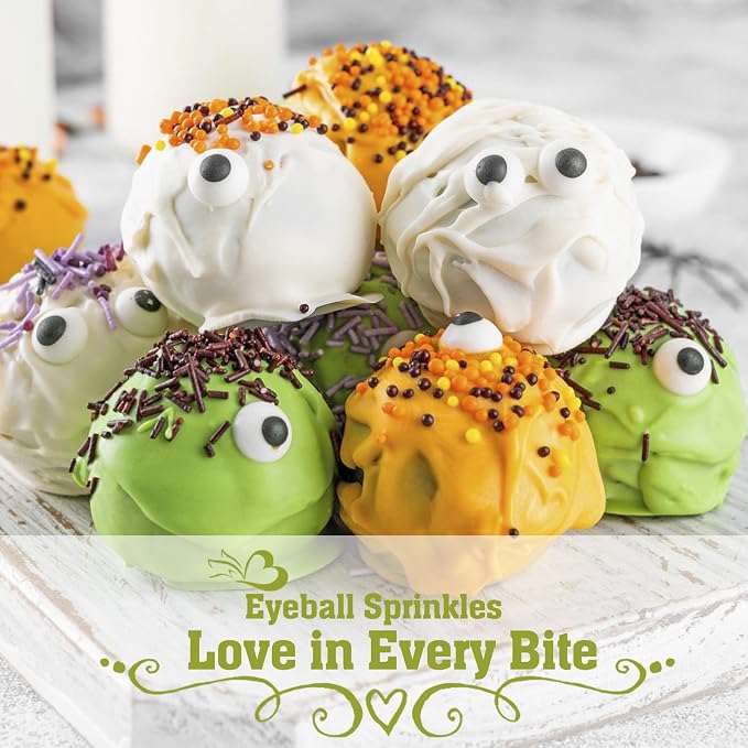 Twisweet Candy Eyes for Cake Decorating, Edible Eyeballs 10mm Sugar Sprinkles for Baking, Cake Cupcake Toppers Cookie Decorations, Halloween Christmas Birthday Fun Decorating Supplies (130g/4.58oz)