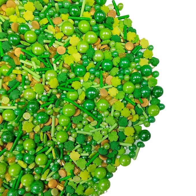 Eastron St Patrick's Day Edible Green Jimmies Sprinkles Mix Cake Decorations Baking Ice Cream Cookies Cupcake Topper 3.35Oz